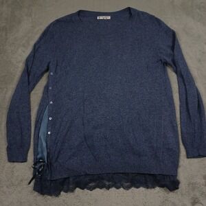 Carla‎ Ferroni Sweater Womens Large Blue Wool BLend Italy Preppy